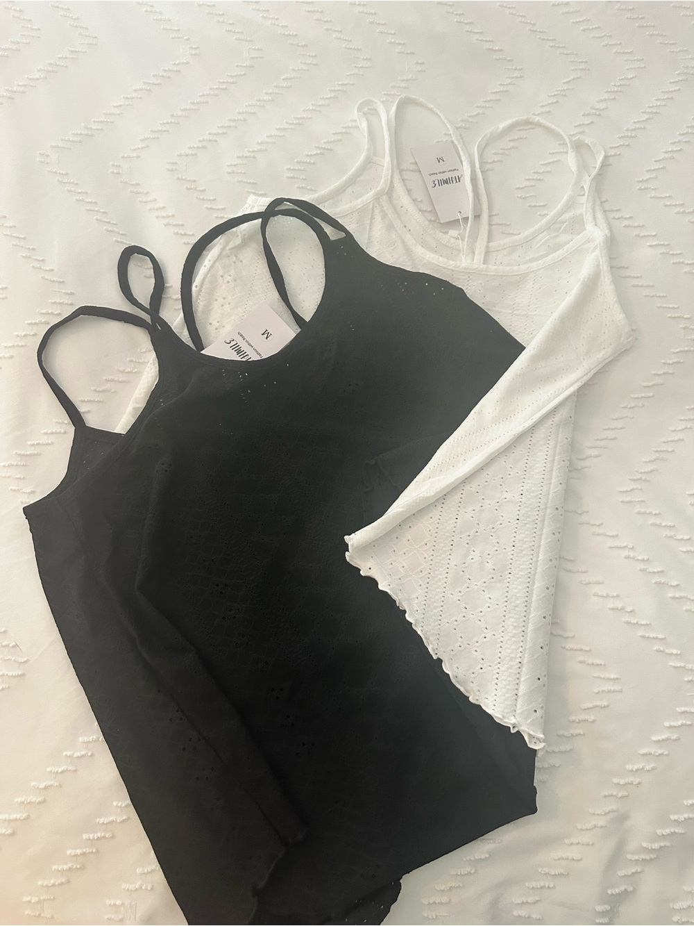 Classic Eyelet Camisole - Black and White